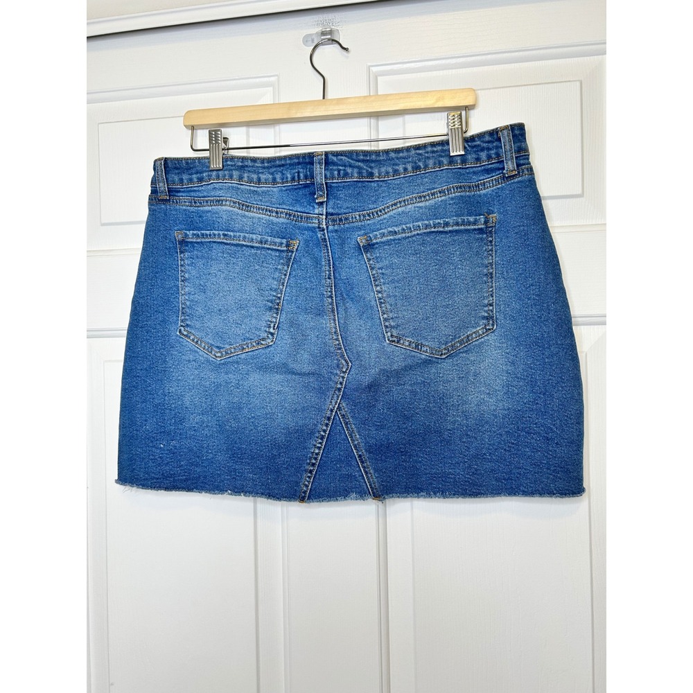 And Now This Denim Mini Skirt XL Blue‎ Raw Hem - Picture 3 of 5
